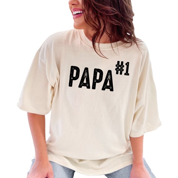 Number One Papa Father's Day Merch, Ivory Comfort Colors T-Shirt, Medium