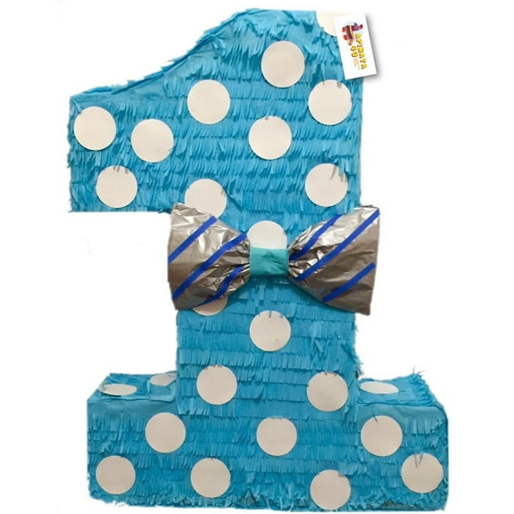 Number One Piata Light Blue with Bowtie 20'' Tall