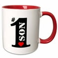 thumbnail image 1 of 3drose, Number One Son- Big Numeral One with Red Heart, 11oz Two-tone Red Mug, 1 of 6