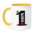 thumbnail image 1 of 3dRose, Number One Son- Big Numeral One with Red Heart, 11oz Two-Tone Yellow Mug, 1 of 3