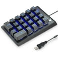 thumbnail image 1 of Number Pad, Mechanical USB Wired Numeric Keypad with Blue LED Backlit 22 Key Numpad for Laptop Desktop Computer PC Black (Blue switches), 1 of 4