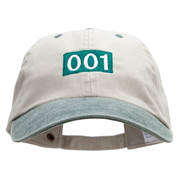 Number Patch Embroidered Pigment Dyed Wash Caps - Beige Green OSFM