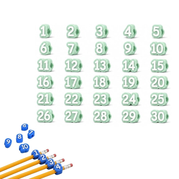 Number Pencil Toppers 1-50, Reusable Classroom Pencil Labels for Tracking and Organization
