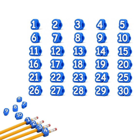 Number Pencil Toppers 1-50, Reusable Classroom Pencil Labels for Tracking and Organization