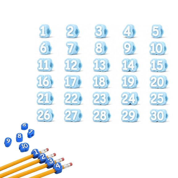 Number Pencil Toppers 1-50, Reusable Classroom Pencil Labels for Tracking and Organization