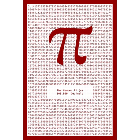The Number Pi () - 500,000 Decimals: Ideal present or gimmick for nerds, number freaks, pi lovers, math, physics, chemistry, computer science, a