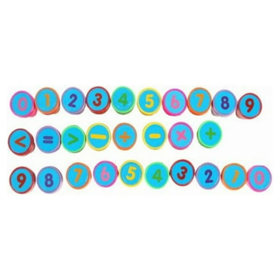 Number Punching Tool Stamps for Paper Ink Wooden Seal Automatic Mathematical Symbol Colorful Kids Cartoon