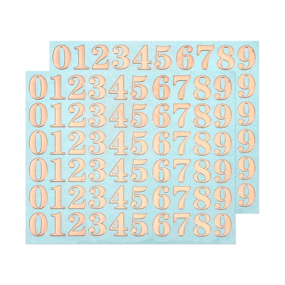 Number Resin Stickers 2 Sheets Mini Number Sticker Glitter Alloy for Resin Scrapbooking Rose Red 9mm High