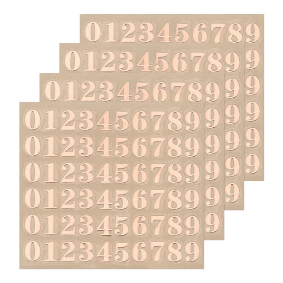 Number Resin Stickers 4 Sheets Mini Number Sticker Glitter Alloy for Resin Scrapbooking Rose Red 3mm High
