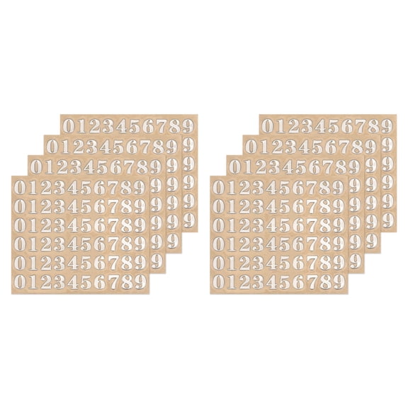 Number Resin Stickers 8 Sheets Mini Number Sticker Glitter Alloy for Resin Scrapbooking Silver 3mm High