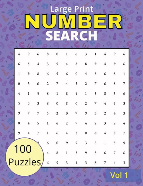 Number Search Book for Adults: 100 Large Print Puzzles for Quiet Evenings and Coffee Breaks (with Solutions), (Paperback)
