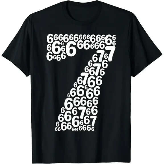Number Seven Graphic Sixes Pattern for Unisex Casual Short Sleeve T-Shirt