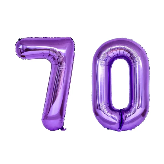 Number Seventy Balloon Purple Number 70 Balloon 32" Large Party Decoration