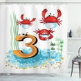 thumbnail image 1 of Number Shower Curtain, Sea Animals Crabs Coral Reef Happy Birthday Cancer Astrology Kids Bubbles Cartoon, Fabric Bathroom Set with Hooks, 69W X 75L Inches Long, Multicolor, by Ambesonne, 1 of 3