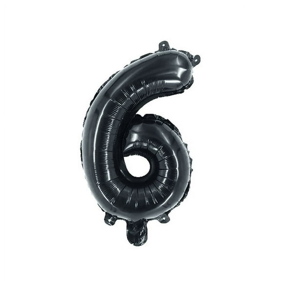 Number Six Balloon Black Number 6 Balloon 32" Foil Mylar Black Number Balloon