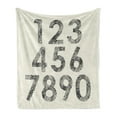 thumbnail image 1 of Number Soft Flannel Fleece Throw Blanket, Grunge Mathematical in Murky Dotwork Tattoo Tones Digital Computer Art, Cozy Plush for Indoor and Outdoor Use, 50" x 70", Off White Black, by Ambesonne, 1 of 5
