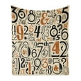 thumbnail image 1 of Number Soft Flannel Fleece Throw Blanket, Various Vintage Numeral Mathematical Nostalgic Typography Art, Cozy Plush for Indoor and Outdoor Use, 50" x 60", Dark Orange Beige Black, by Ambesonne, 1 of 6