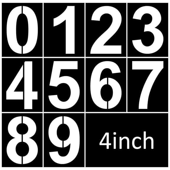 Number Stencils 4 Inch, 10 PCS Reusable Plastic Digital Painting Templates 0-9, Waterproof Stencil for Wood, Paper, Glass, Metal, Rock, Cake Decorating, Address Sign, DIY Art Projects