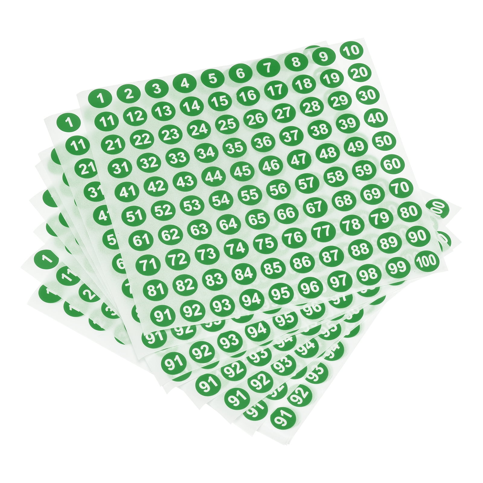 Number Sticker 1-100 Label Number Self Adhesive Label Green White for ...