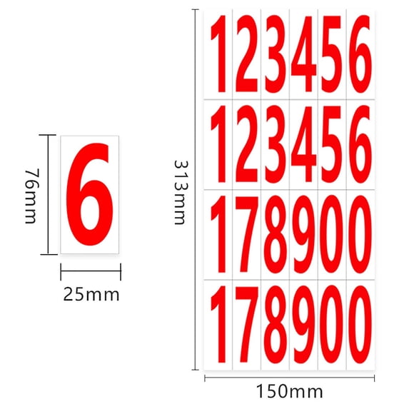 Number Stickers, 0-10 Number Stickers, Waterproof Self-Adhesive Digits for DIY Crafts, Planner, Scrapbooking, Birthday Party, Holiday, Mailbox, Home, Office & Car, Red