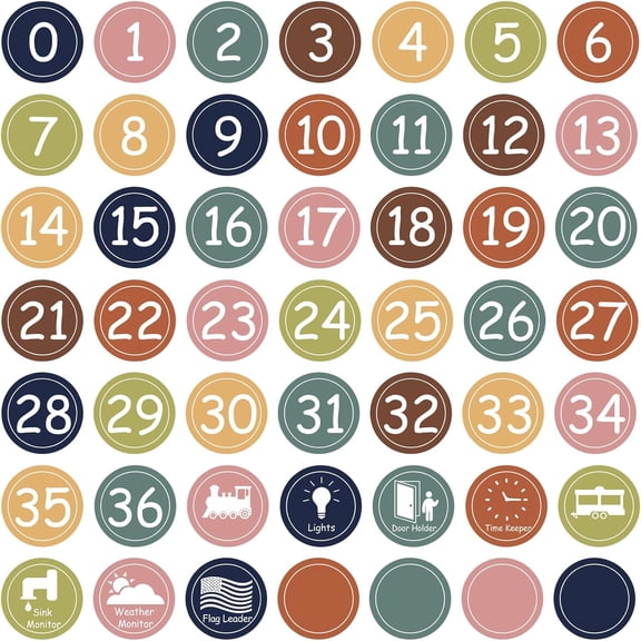 Number Stickers Boho Classroom Decor Set, Line up Spots for Floor Decals Sticker Labels Accents Cutouts, Classroom Decorations (Bohemian)