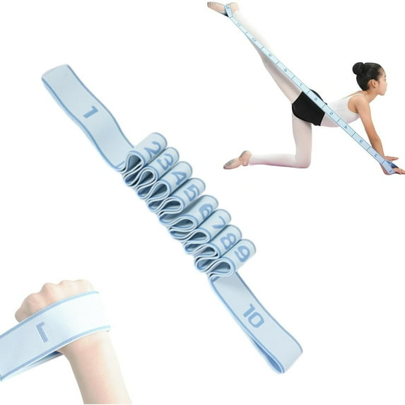 Number Stretch Resistance Band, 2026 Upgrade 10 Section Fitness Resistance Bands, Elastic Yoga Stretching Strap with Loops Handle for Full Body Stretching Shaping (Blue)