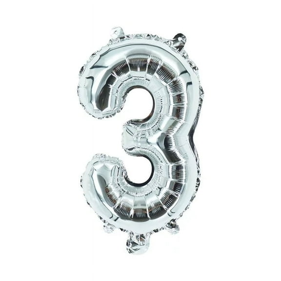 Balloons City Number Balloon Number 3 Foil Mylar Silver 32 Inch 1 Pack