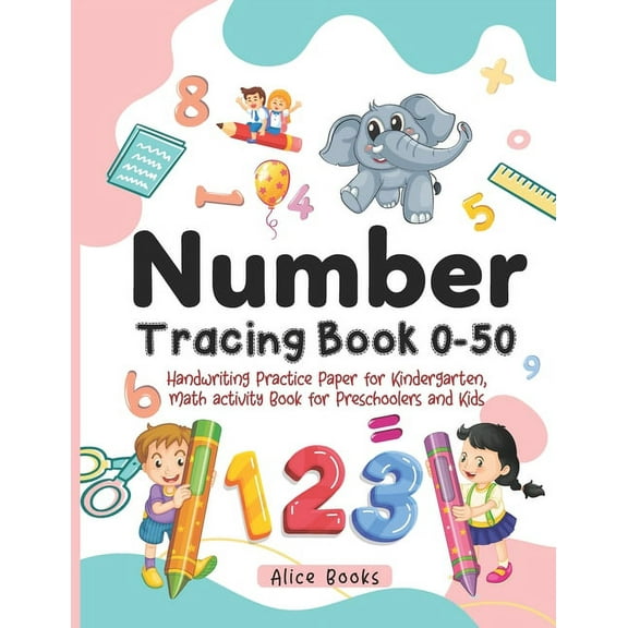 Handwriting Workbooks Number Tracing Book 0 - 50: Handwriting Practice Paper for Kindergarten, Kids and Preschoolers, Trace Numbers and Word N, Book 3, (Paperback)
