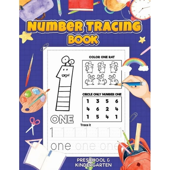 Number Tracing: Preschool Numbers Tracing Math Practice Workbook: Math Activity Book for Kindergarten, Pre K and Kids Ag, (Paperback)