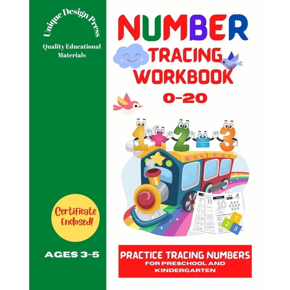 Number Tracing Workbook: Practice Tracing Numbers 0-20 for Preschool and Kindergarten, (Paperback)