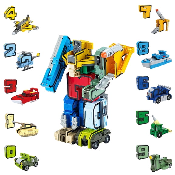 Number Transforming Toys, Number Bot Military Transforming Robet Toys for Tollders Teaching, School Classroom STEM Number Learnnig Toys for Boy 3 4 5 Years Old