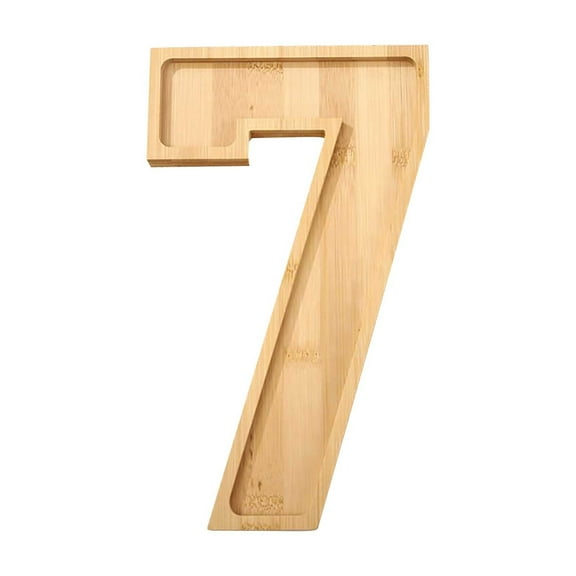 Number Tray Fruit Cheese Platter 2025 | Large 11.6" Wooden Food Serving Board | Snack Veggie Charcuterie Plate | Eco-Natural Sturdy Tray for Birthday Party, Holiday, Anniversary