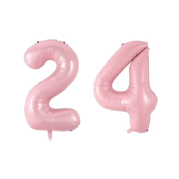 Number Twenty Four Balloon Soft Pastel Pink Number 24 Balloon 32" Large