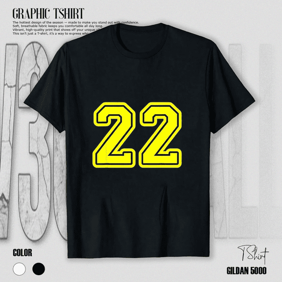 Number Twenty Two Yellow Sport Number Twenty Two Graphic Top Unisex T-Shirt, up to size 5XL