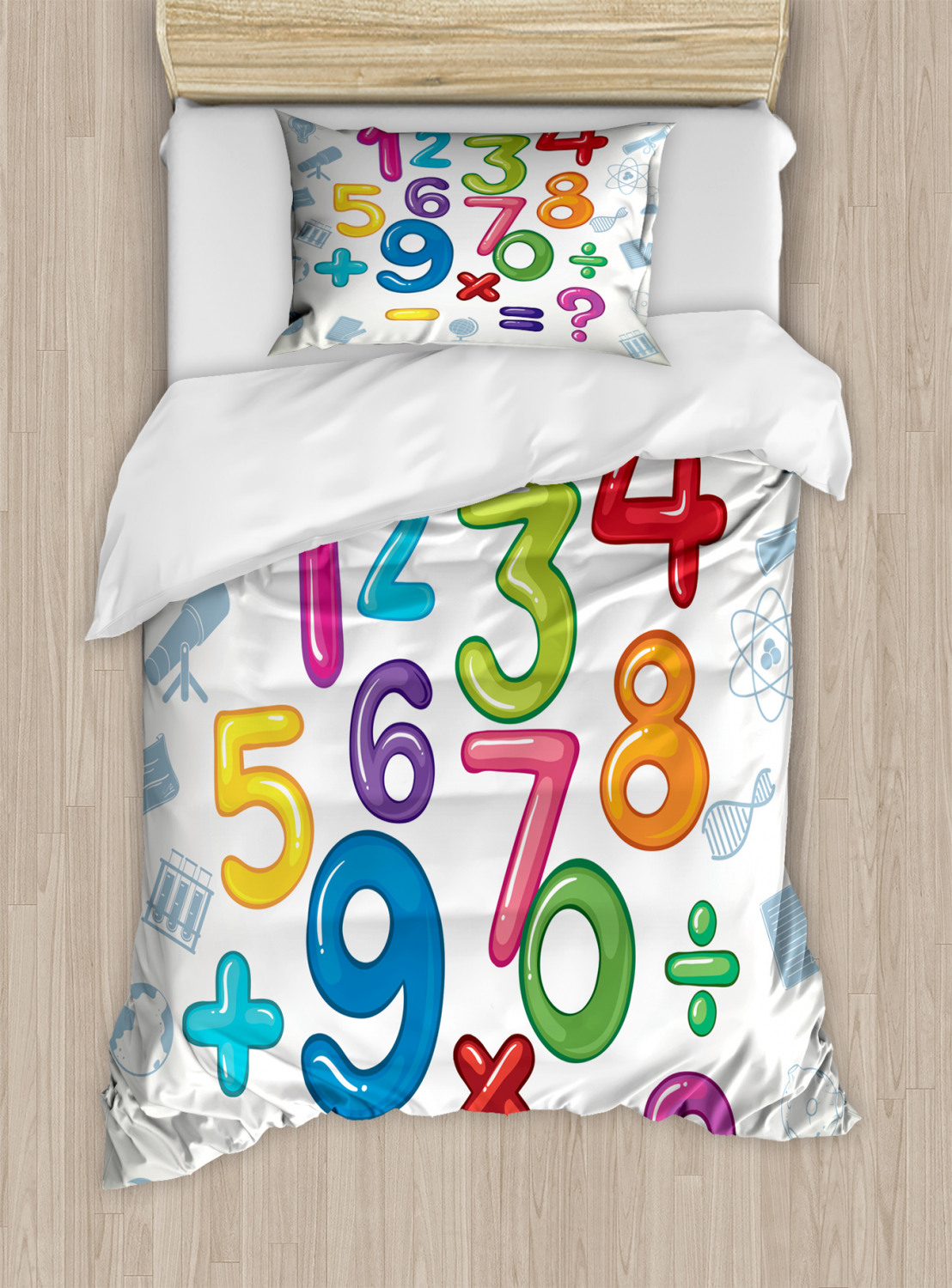 Numbers Bedding Number Twin Size Duvet Cover Set, Mathematical Signs and Characters ...