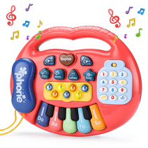 Number-one Baby Piano Toys for 6 ~ 12 Months, Light up Music Piano Keyboard Infant Toys for Boys Girls Interactive Sensory Pop Up Fidget Toy for Toddlers 1 2 3 Years Old Early Learning Musical Toy Gif