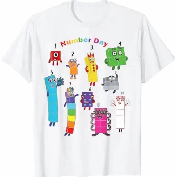 Numberblock Number Day Funny Happy Numbers Shirt WHITE Unisex S-5XL Hot Trending Shirt, Vintage Birthday Gift