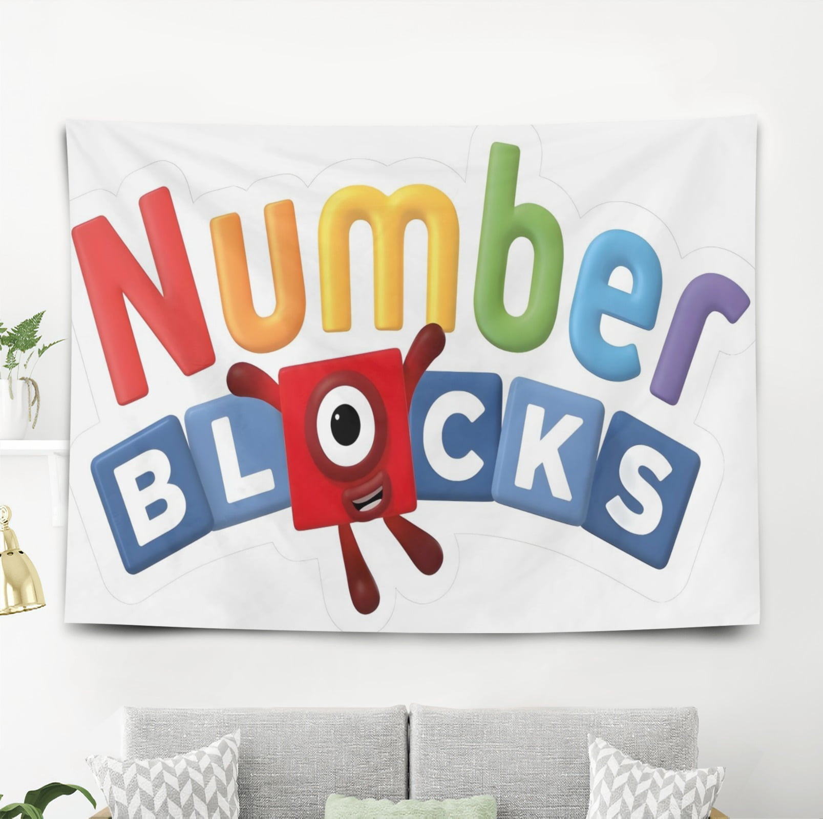 Numberblock Pattern Wall Hanging 50*60 Inches High-Quality Peach Skin ...