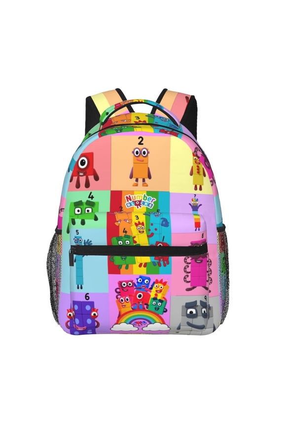 Numberblocks Cartoon Backpack Large Capacity Portable Anime Cute Lightweight Outdoor Travel Backpack