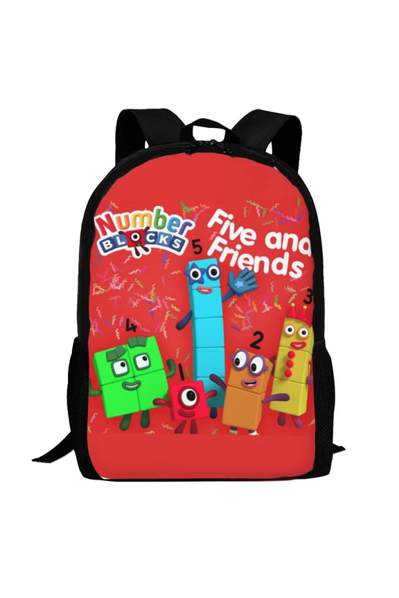 Numberblocks Cartoon Backpack Large Capacity Portable Anime Cute Lightweight Outdoor Travel Backpack