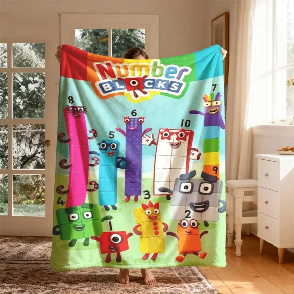Numberblocks Cartoon Pattern Throw Blanket, Soft Flannel Fleece Blanket, Cozy Lightweight Blanket for Bed Sofa Couch, Home Decor Gift for Fans