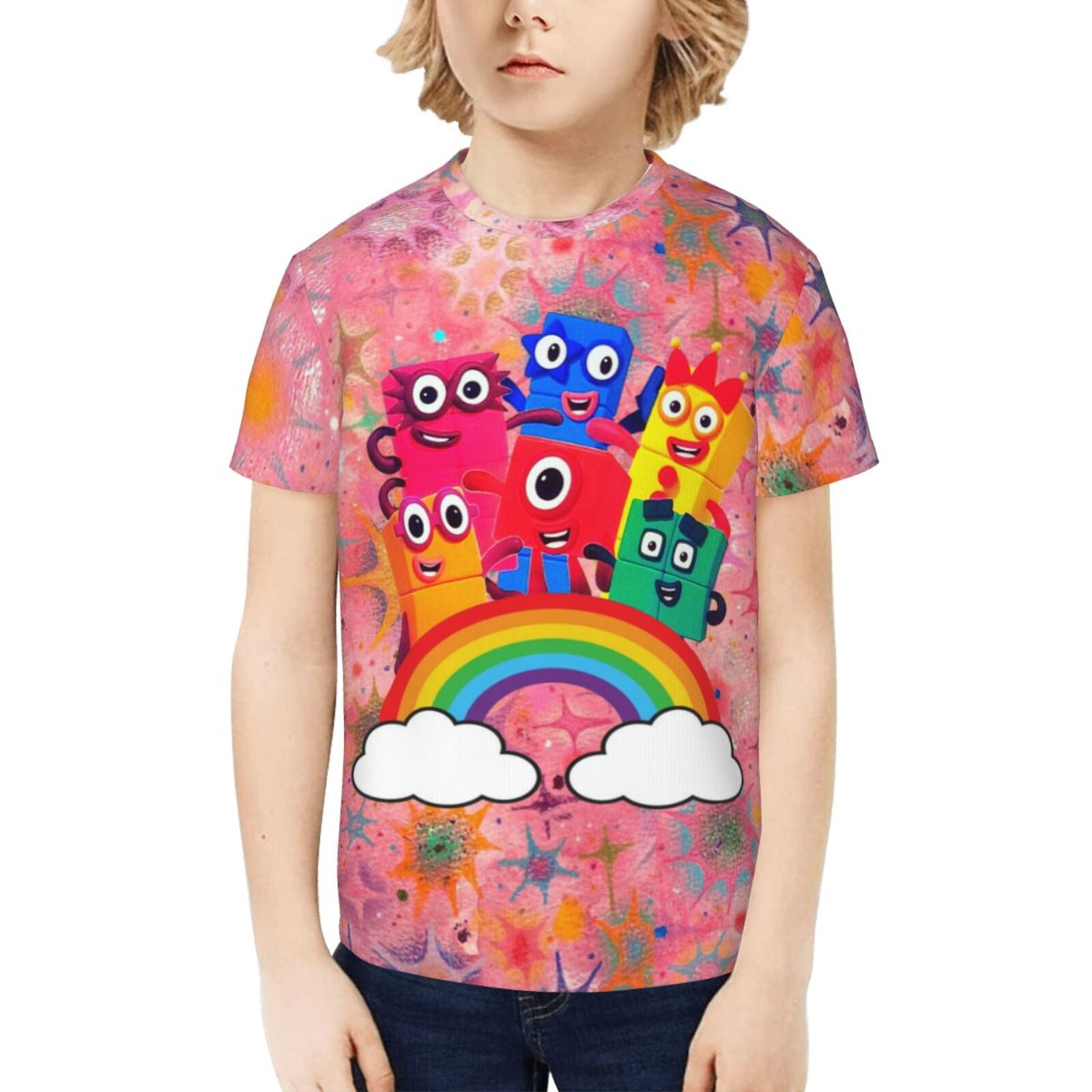 Numberblocks Unisex 3 Pack 100% gekamd katoen T-shirts met lange mouwen Tops, Meerkleurig, 4-5 jaar