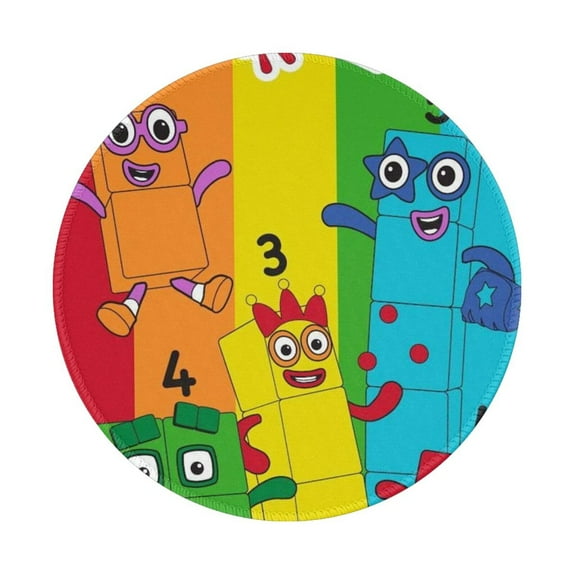 Numberblocks Non-Slip Rubber Base Mouse Mat 8 Inch Round Mouse Pad With Stitched Edge For Working And Gaming 1 Pcs