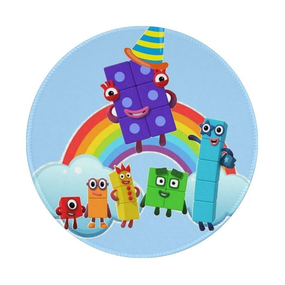 Numberblocks Non-Slip Rubber Base Mouse Mat 8 Inch Round Mouse Pad With Stitched Edge For Working And Gaming 1 Pcs