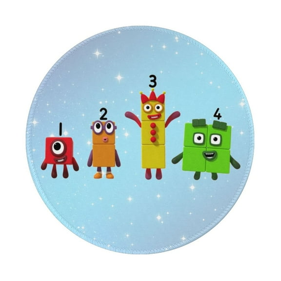 Numberblocks Non-Slip Rubber Base Mouse Mat 8 Inch Round Mouse Pad With Stitched Edge For Working And Gaming 1 Pcs