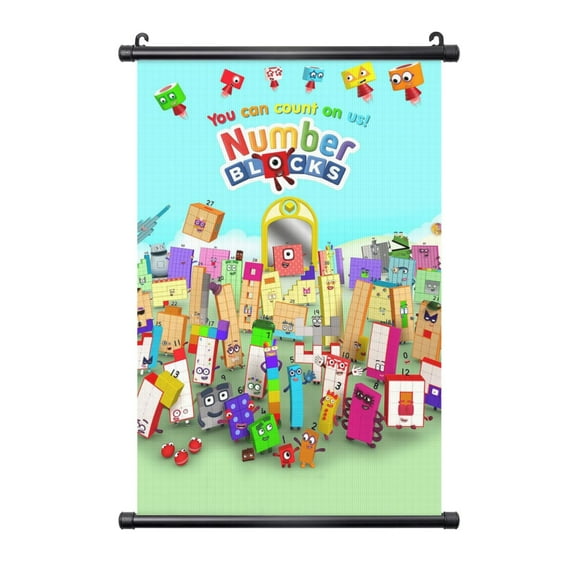 Numberblocks Poster Black Plastic Shaft Hanging Posters Wall Hanging Art Painting Decor For Bedroom Home Living Room 16"X24"