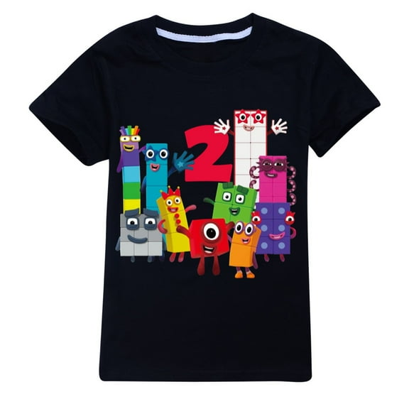 Girls Boys Tops Number Blocks Cute Printed Boys T Shirt For Everyday Wear Comfortable Spring Summer Top Black 15-16 Years