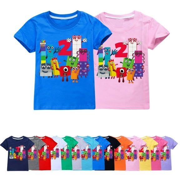 Numberblocks Printed Tee Anime Shirt Colorful Gaming Graphic T-Shirt For Boys Girls Black 7-8 Years