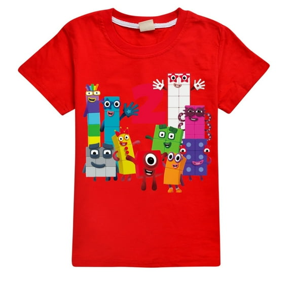 Numberblocks Printed Tee Anime Shirt Colorful Gaming Graphic T-Shirt For Boys Girls Red 7-8 Years