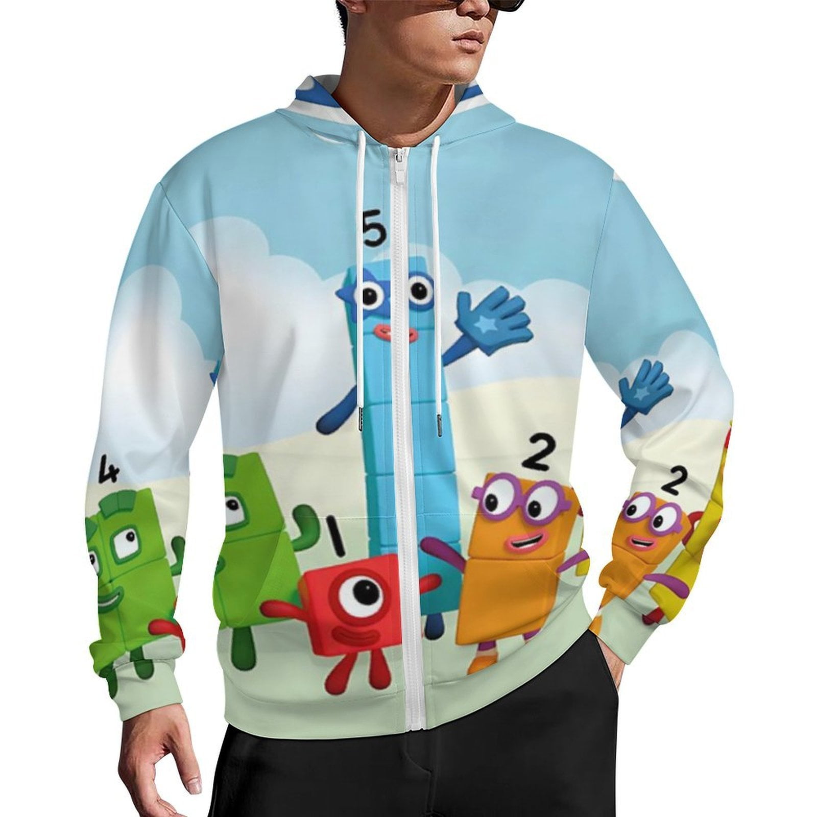 Numberblocks Pullover Zip-up Hoodie Loose-fit Sweatshirt Casual Hooded ...